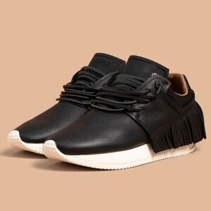 Esseutesse Leather Fringe Sneaker - Black, Size 40